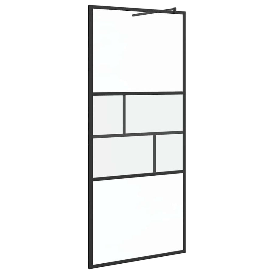 Inloop Douche Wand 80 X 195 X 0.5 Cm Glas En Aluminium 90 x 195 cm Zwart