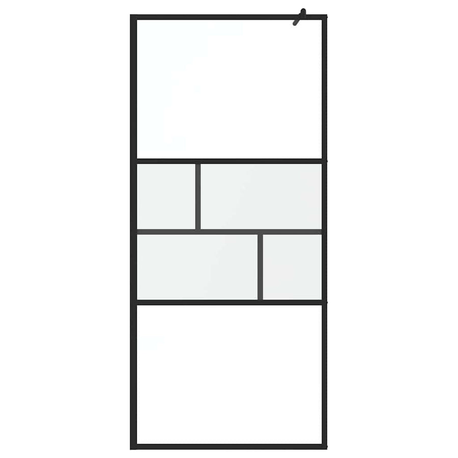 Inloop Douche Wand 80 X 195 X 0.5 Cm Glas En Aluminium 90 x 195 cm Zwart