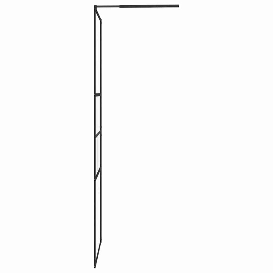 Inloop Douche Wand 80 X 195 X 0.5 Cm Glas En Aluminium 90 x 195 cm Zwart