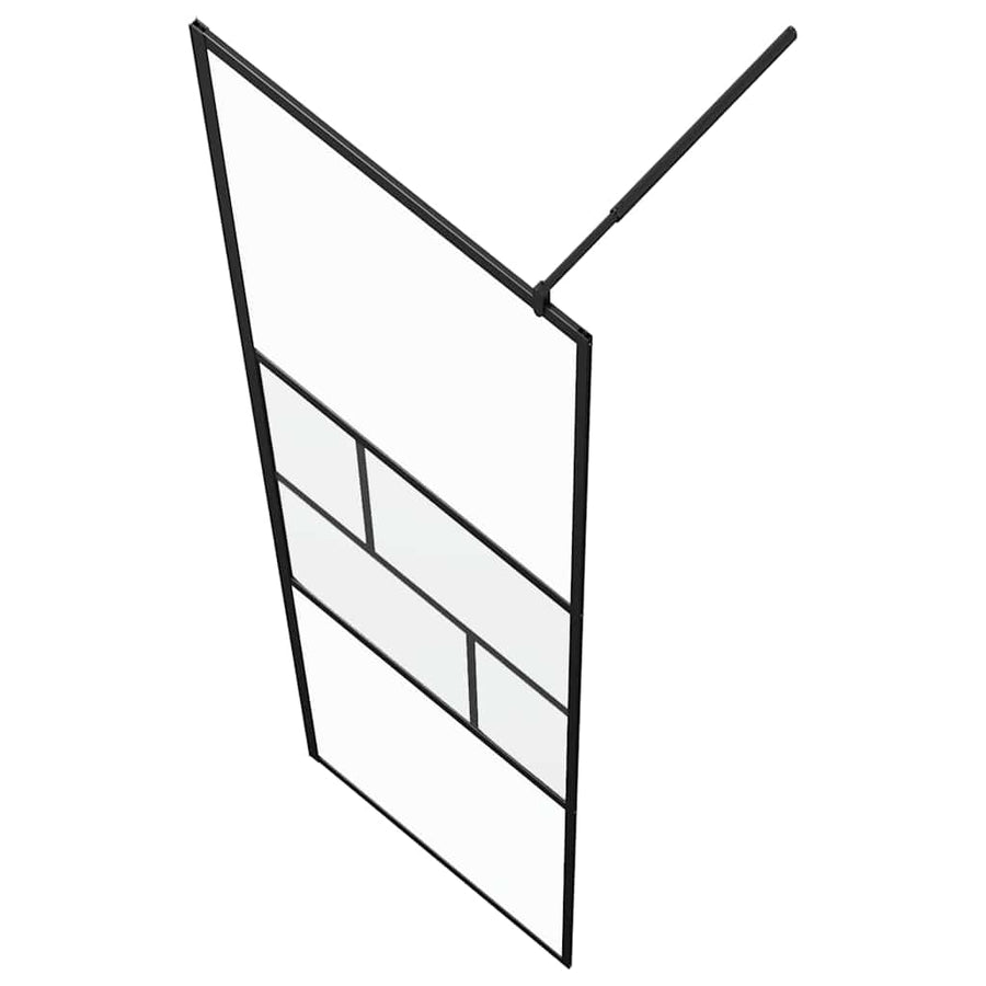Inloop Douche Wand 80 X 195 X 0.5 Cm Glas En Aluminium 90 x 195 cm Zwart