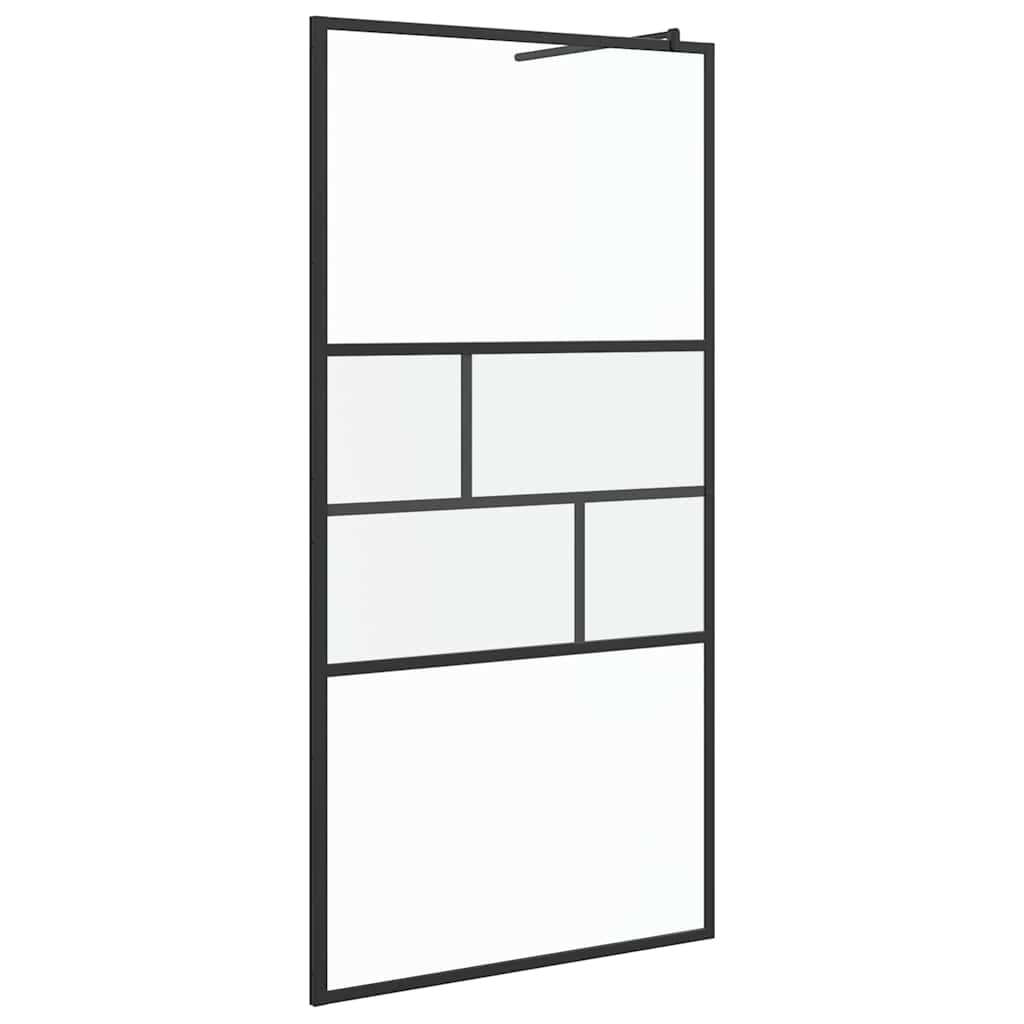 Inloop Douche Wand 80 X 195 X 0.5 Cm Glas En Aluminium 100 x 195 cm Zwart