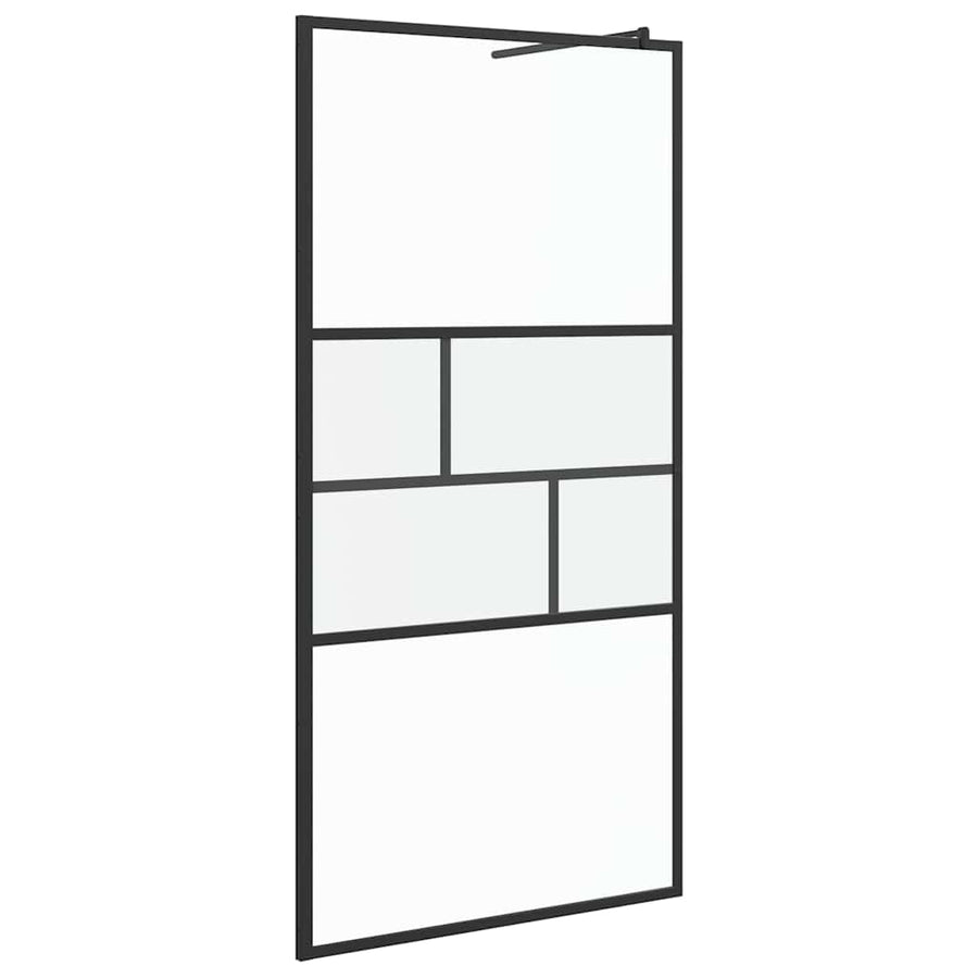 Inloop Douche Wand 80 X 195 X 0.5 Cm Glas En Aluminium 100 x 195 cm Zwart