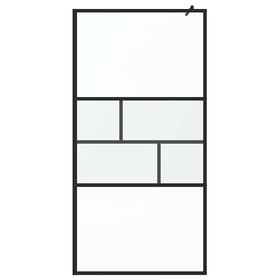 Inloop Douche Wand 80 X 195 X 0.5 Cm Glas En Aluminium 100 x 195 cm Zwart