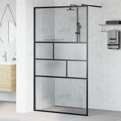 Inloop Douche Wand 80 X 195 X 0.5 Cm Glas En Aluminium 115 x 195 cm Zwart