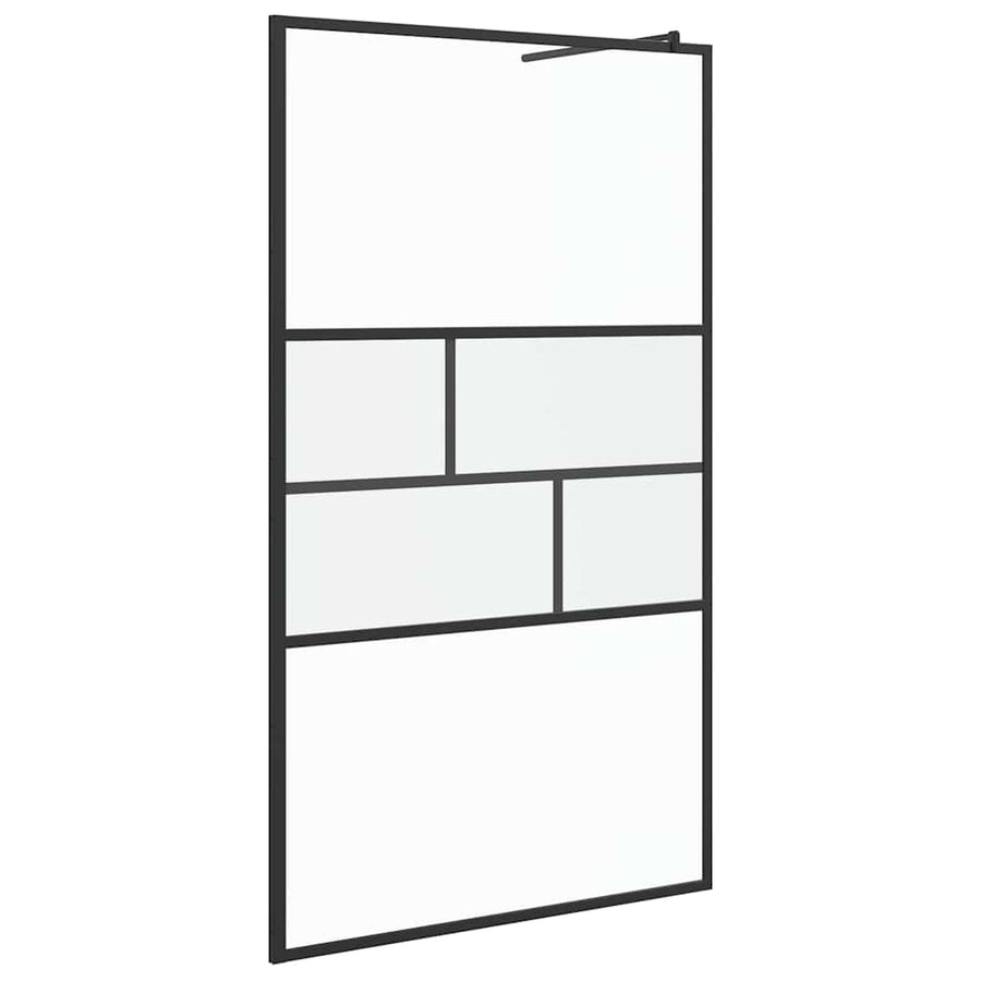 Inloop Douche Wand 80 X 195 X 0.5 Cm Glas En Aluminium 115 x 195 cm Zwart