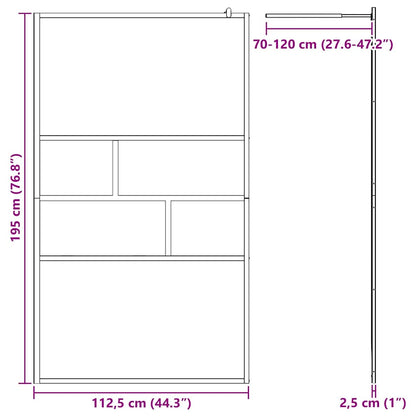 Inloop Douche Wand 80 X 195 X 0.5 Cm Glas En Aluminium 115 x 195 cm Zwart