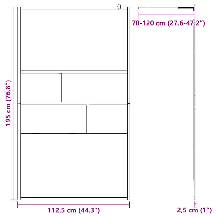 Inloop Douche Wand 80 X 195 X 0.5 Cm Glas En Aluminium 115 x 195 cm Zwart