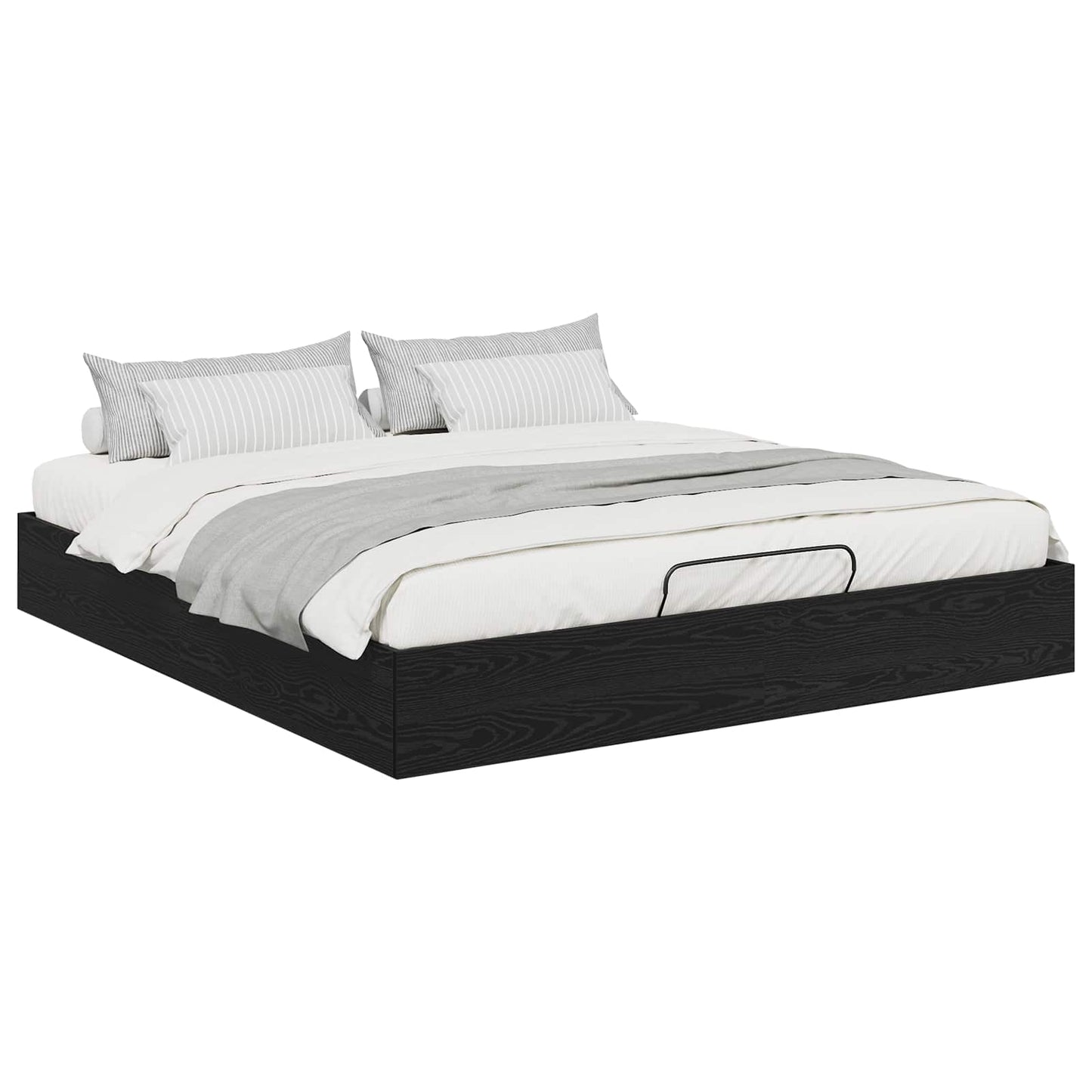 Ottoman Bedframe Zwart Eiken 193 x 120 x 25 cm Spaanplaat