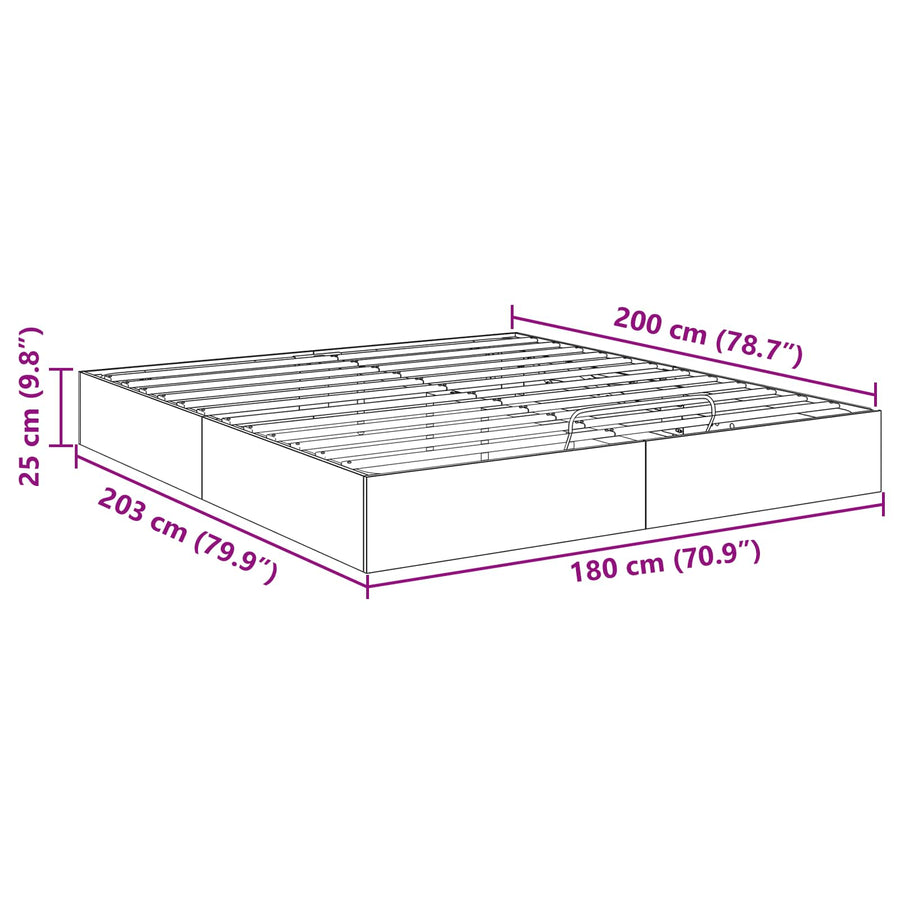 Ottoman Bedframe Sonoma Eiken 193 x 120 x 25 cm Spaanplaat
