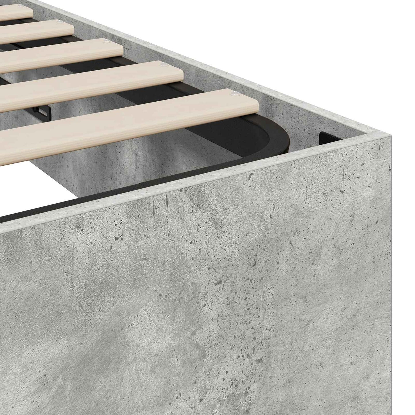 Ottoman Bedframe met opslag Beton 193 x 120 x 25 cm Spaanplaat