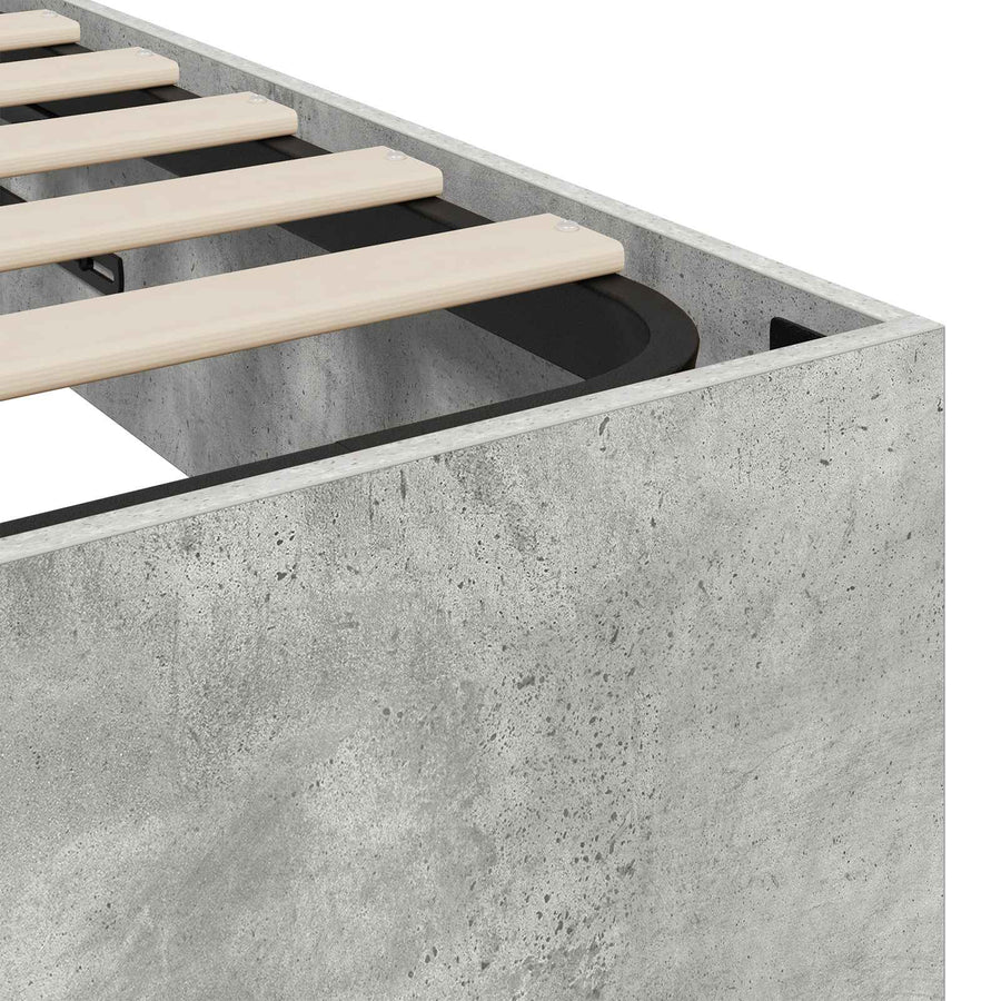 Ottoman Bedframe met opslag Beton 193 x 120 x 25 cm Spaanplaat