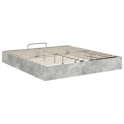 Ottoman Bedframe met opslag Beton 193 x 120 x 25 cm Spaanplaat