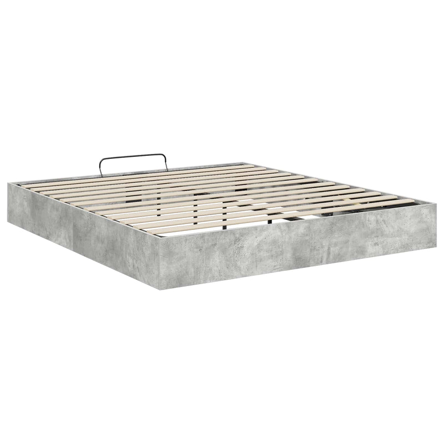 Ottoman Bedframe met opslag Beton 193 x 120 x 25 cm Spaanplaat