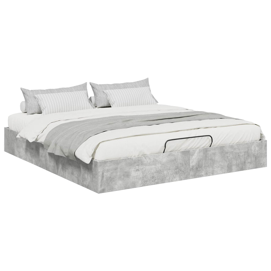 Ottoman Bedframe met opslag Beton 193 x 120 x 25 cm Spaanplaat