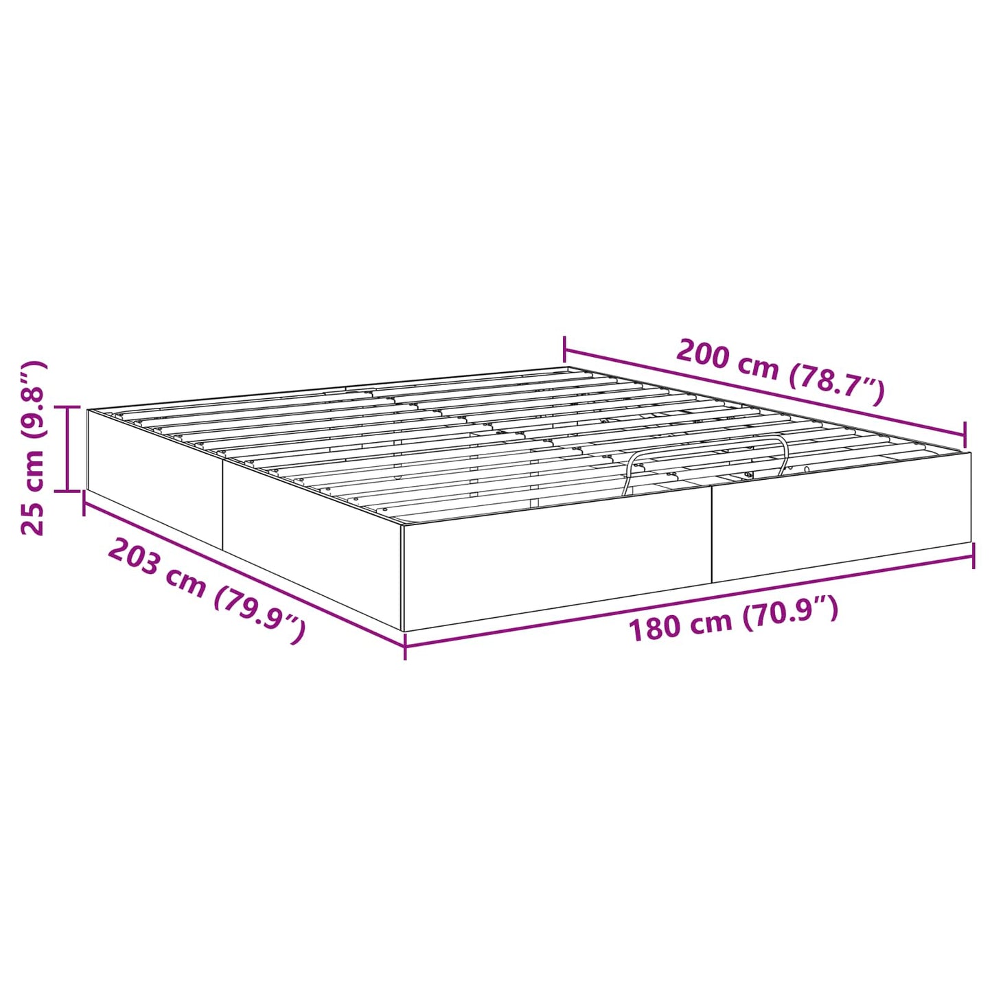 Ottoman Bedframe met opslag Beton 193 x 120 x 25 cm Spaanplaat