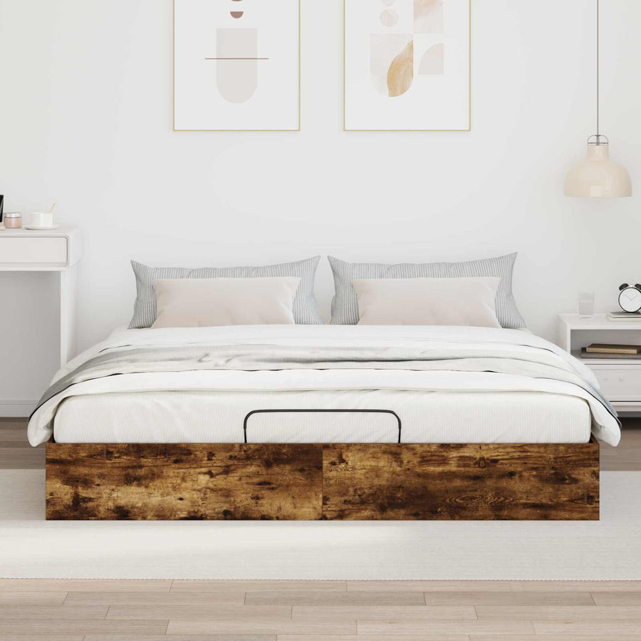 Ottoman Bedframe Gerookt eiken 193 x 120 x 25 cm Spaanplaat