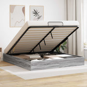 Ottoman bedframe grijs 193x120x25 cm spaanplaat