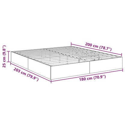 Ottoman Bedframe Ambachtelijk eiken 193 x 120 x 25 cm