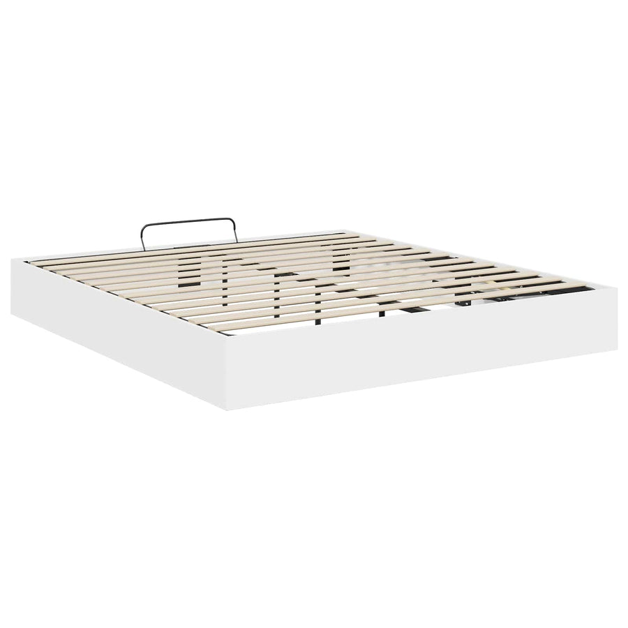 Ottoman Bedframe met opslag Wit 193 x 120 x 25 cm Spaanplaat