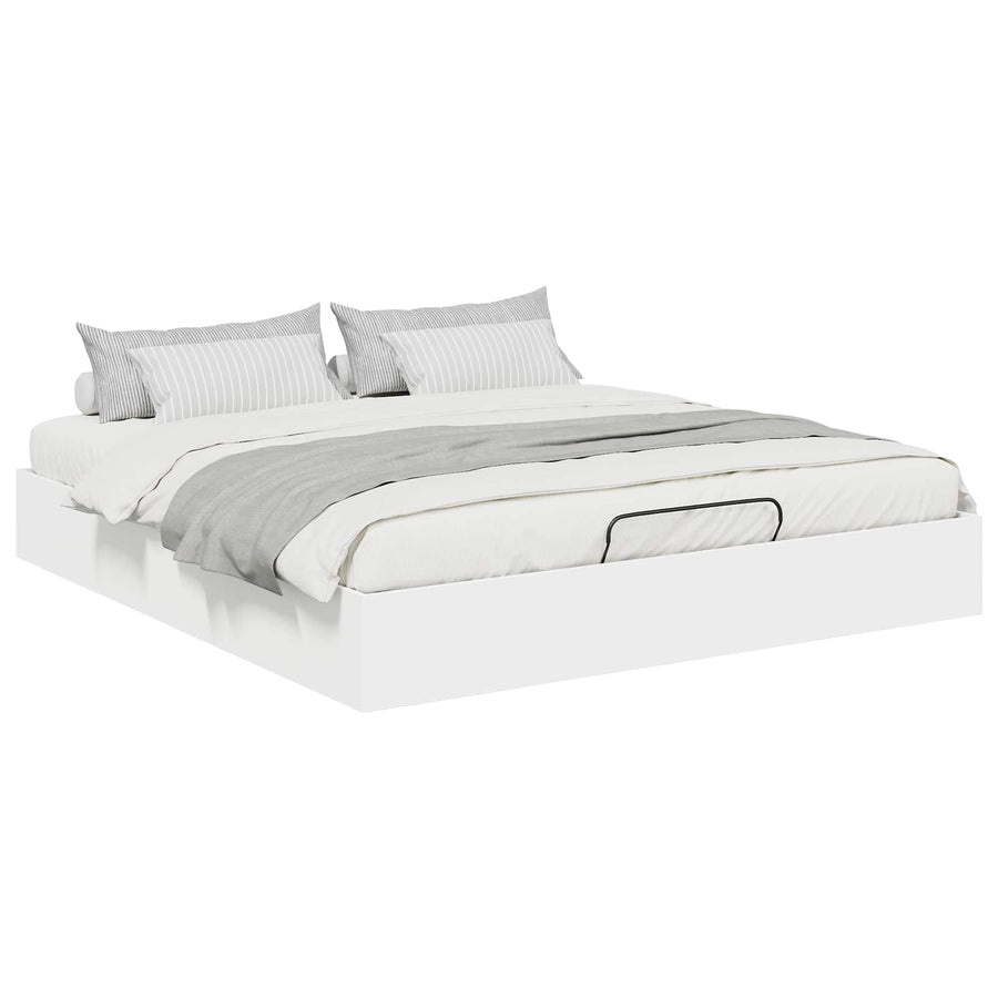 Ottoman Bedframe met opslag Wit 193 x 120 x 25 cm Spaanplaat