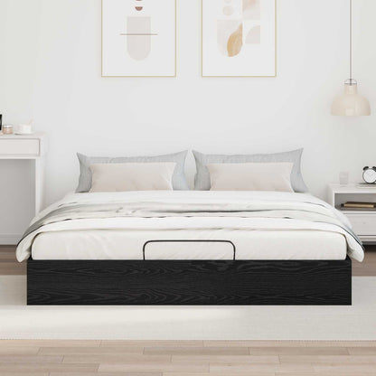 Ottoman Bedframe Zwart Eiken 193 x 120 x 25 cm Spaanplaat