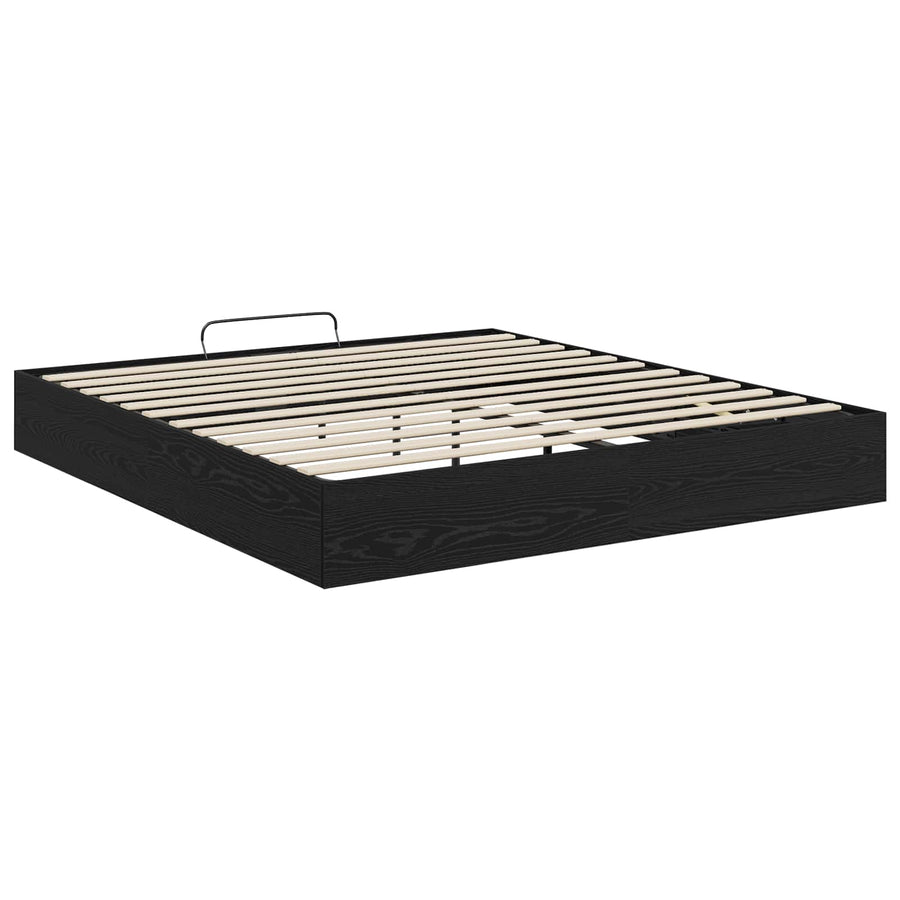 Ottoman Bedframe Zwart Eiken 193 x 120 x 25 cm Spaanplaat