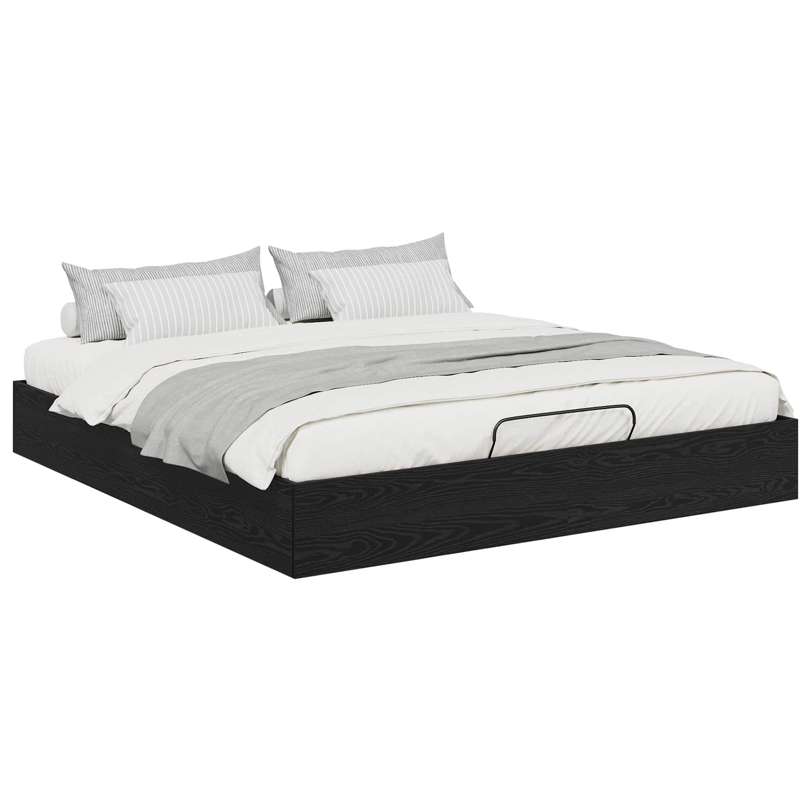 Ottoman Bedframe Zwart Eiken 193 x 120 x 25 cm Spaanplaat