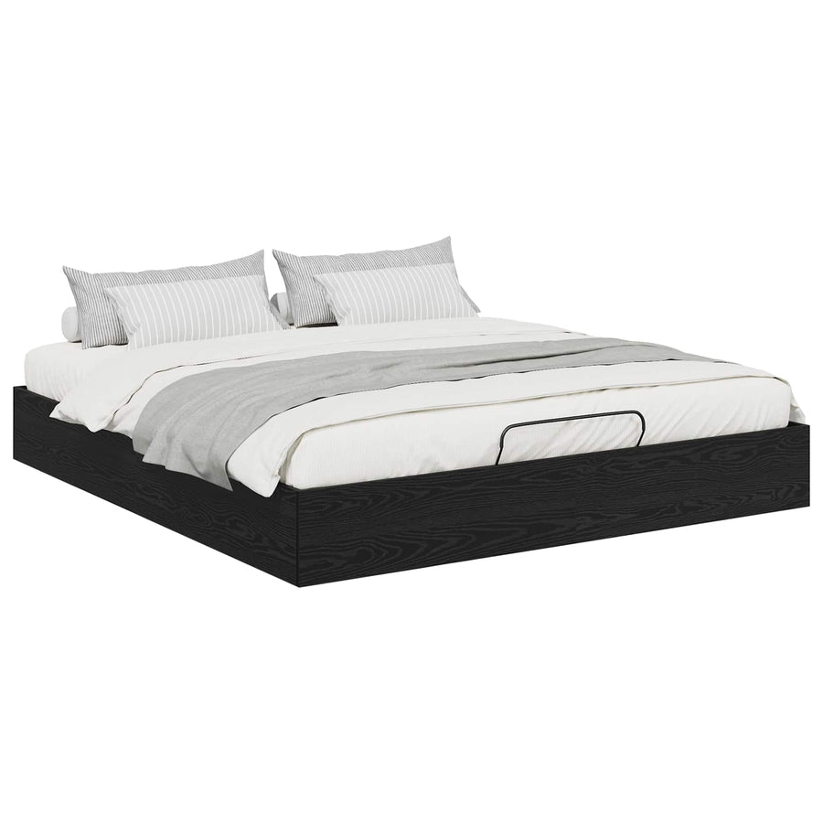 Ottoman Bedframe Zwart Eiken 193 x 120 x 25 cm Spaanplaat
