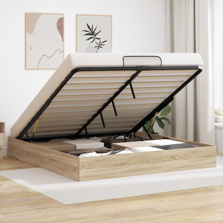 Ottoman Bedframe Sonoma Eiken 193 x 120 x 25 cm Spaanplaat