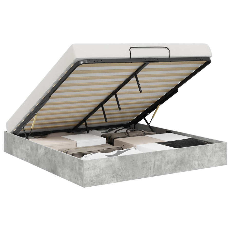 Ottoman Bedframe met opslag Beton 193 x 120 x 25 cm Spaanplaat