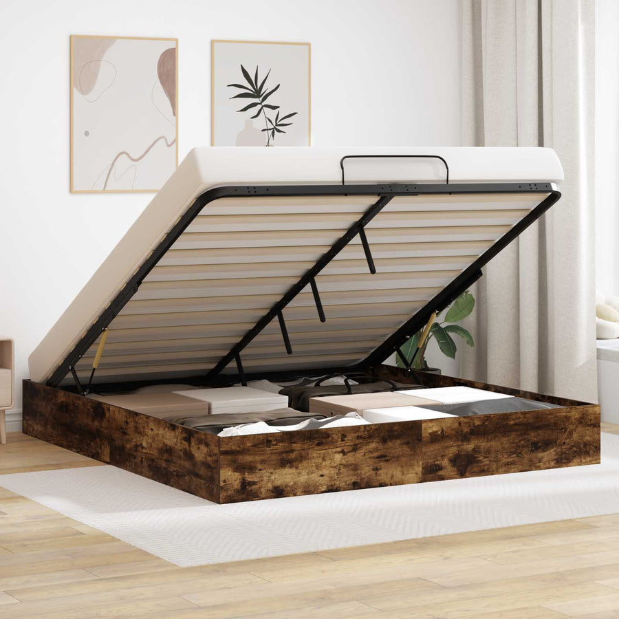 Ottoman Bedframe Gerookt eiken 193 x 120 x 25 cm Spaanplaat
