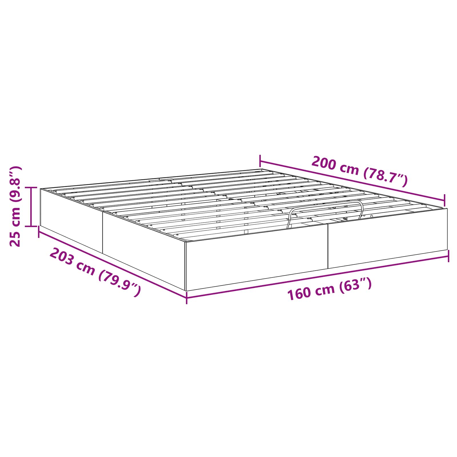 Ottoman Bedframe Gerookt eiken 193 x 120 x 25 cm Spaanplaat