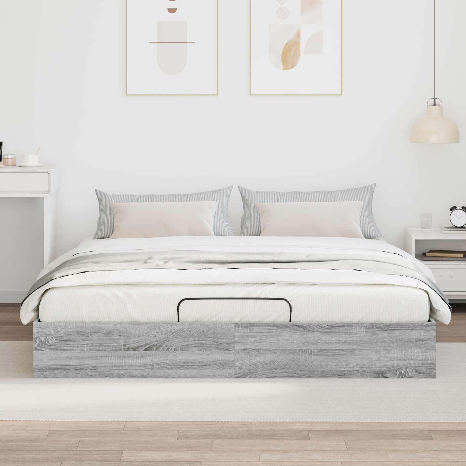 Ottoman Bedframe Grijs Sonoma 193 x 120 x 25 cm Spaanplaat