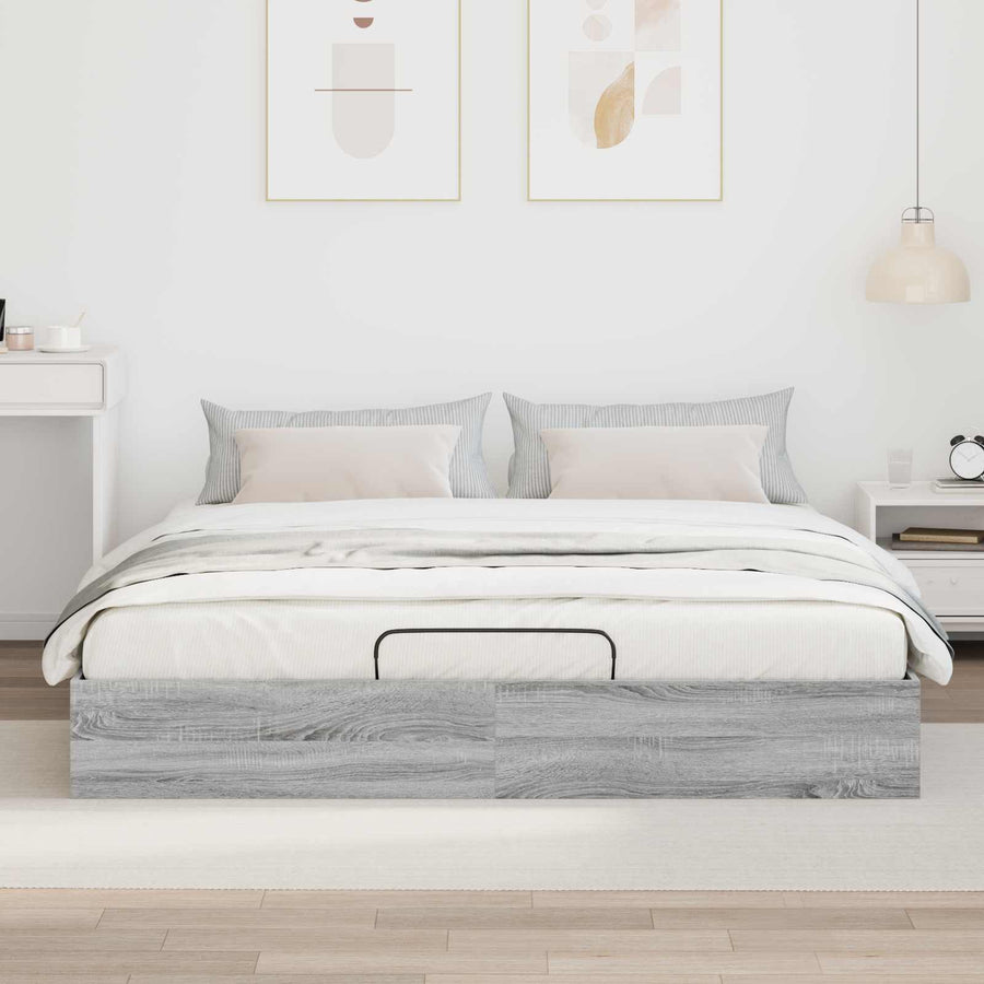 Ottoman Bedframe Grijs Sonoma 193 x 120 x 25 cm Spaanplaat