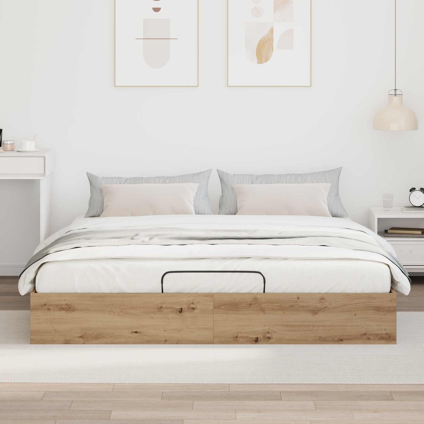 Ottoman Bedframe Ambachtelijk eiken 193 x 120 x 25 cm