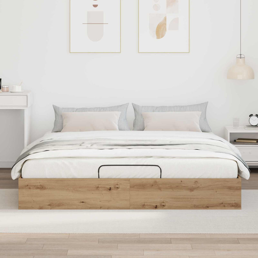 Ottoman Bedframe Ambachtelijk eiken 193 x 120 x 25 cm