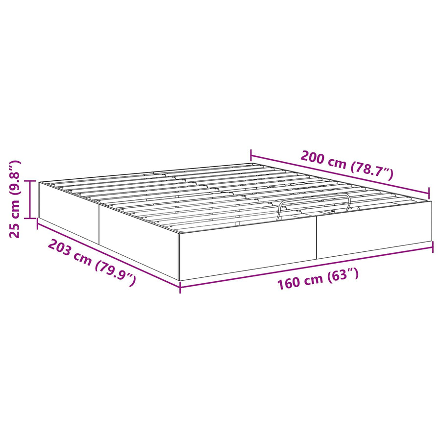 Ottoman Bedframe Ambachtelijk eiken 193 x 120 x 25 cm