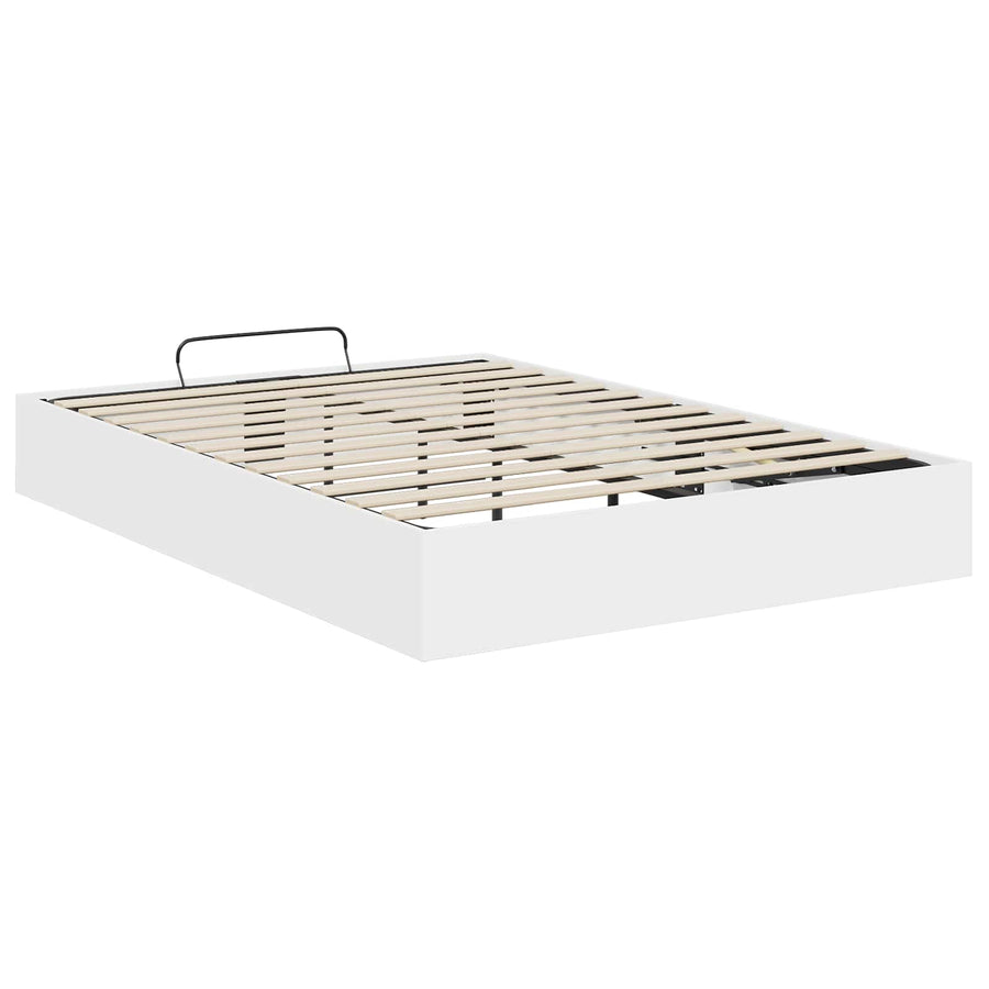 Ottoman Bedframe met opslag Wit 193 x 120 x 25 cm Spaanplaat