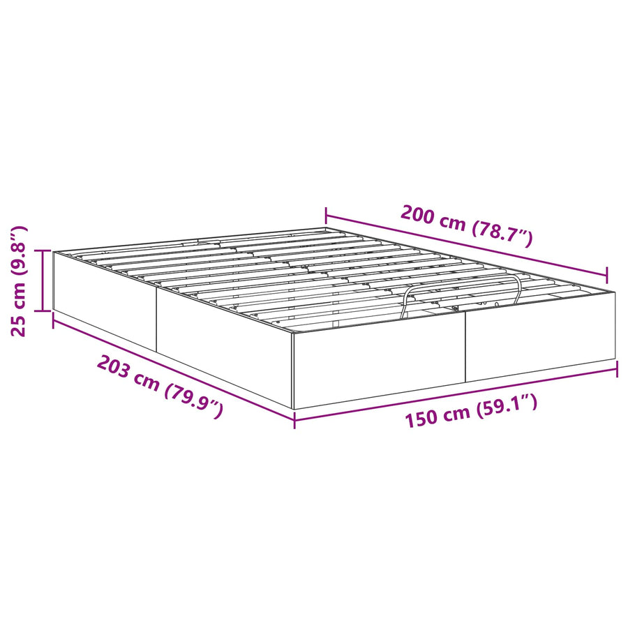Ottoman Bedframe met opslag Wit 193 x 120 x 25 cm Spaanplaat