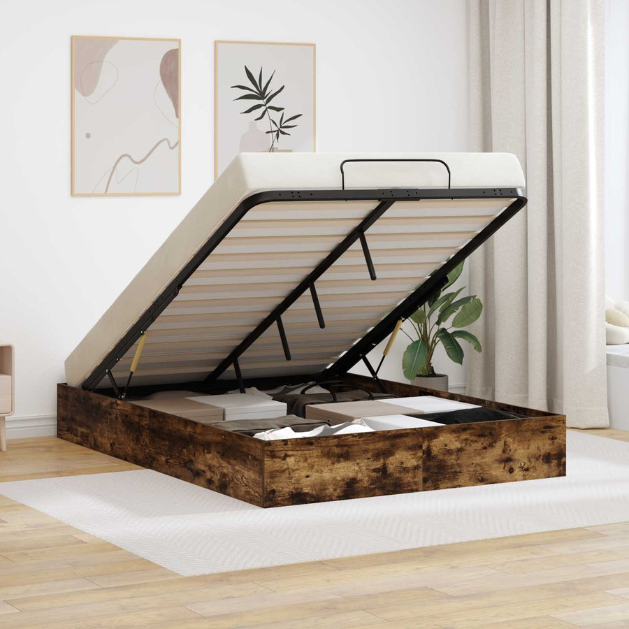 Ottoman Bedframe Gerookt eiken 193 x 120 x 25 cm Spaanplaat