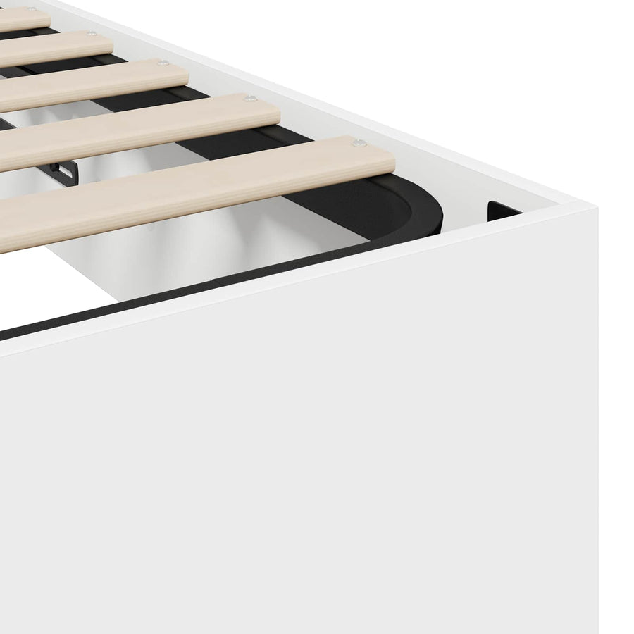 Ottoman Bedframe met opslag Wit 193 x 120 x 25 cm Spaanplaat