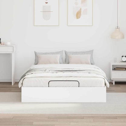 Ottoman Bedframe met opslag Wit 193 x 120 x 25 cm Spaanplaat