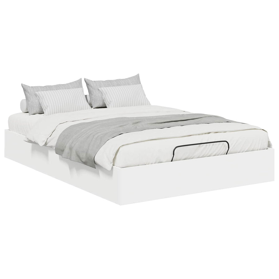 Ottoman Bedframe met opslag Wit 193 x 120 x 25 cm Spaanplaat