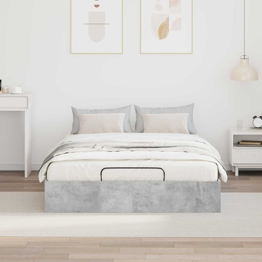 Ottoman Bedframe met opslag Beton 193 x 120 x 25 cm Spaanplaat