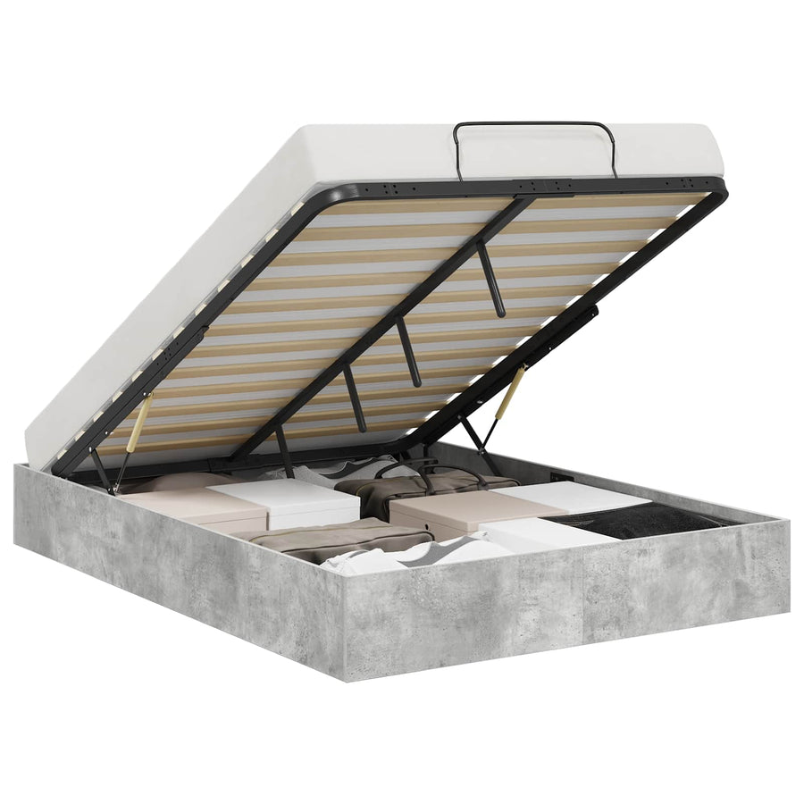 Ottoman Bedframe met opslag Beton 193 x 120 x 25 cm Spaanplaat