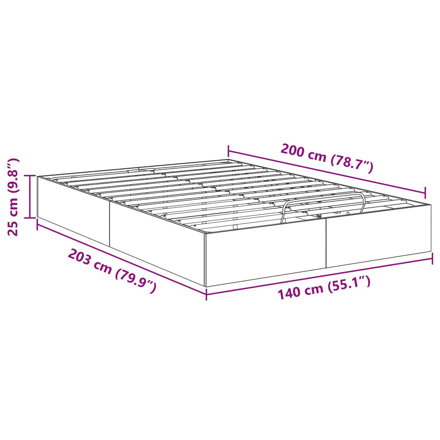 Ottoman Bedframe met opslag Beton 193 x 120 x 25 cm Spaanplaat