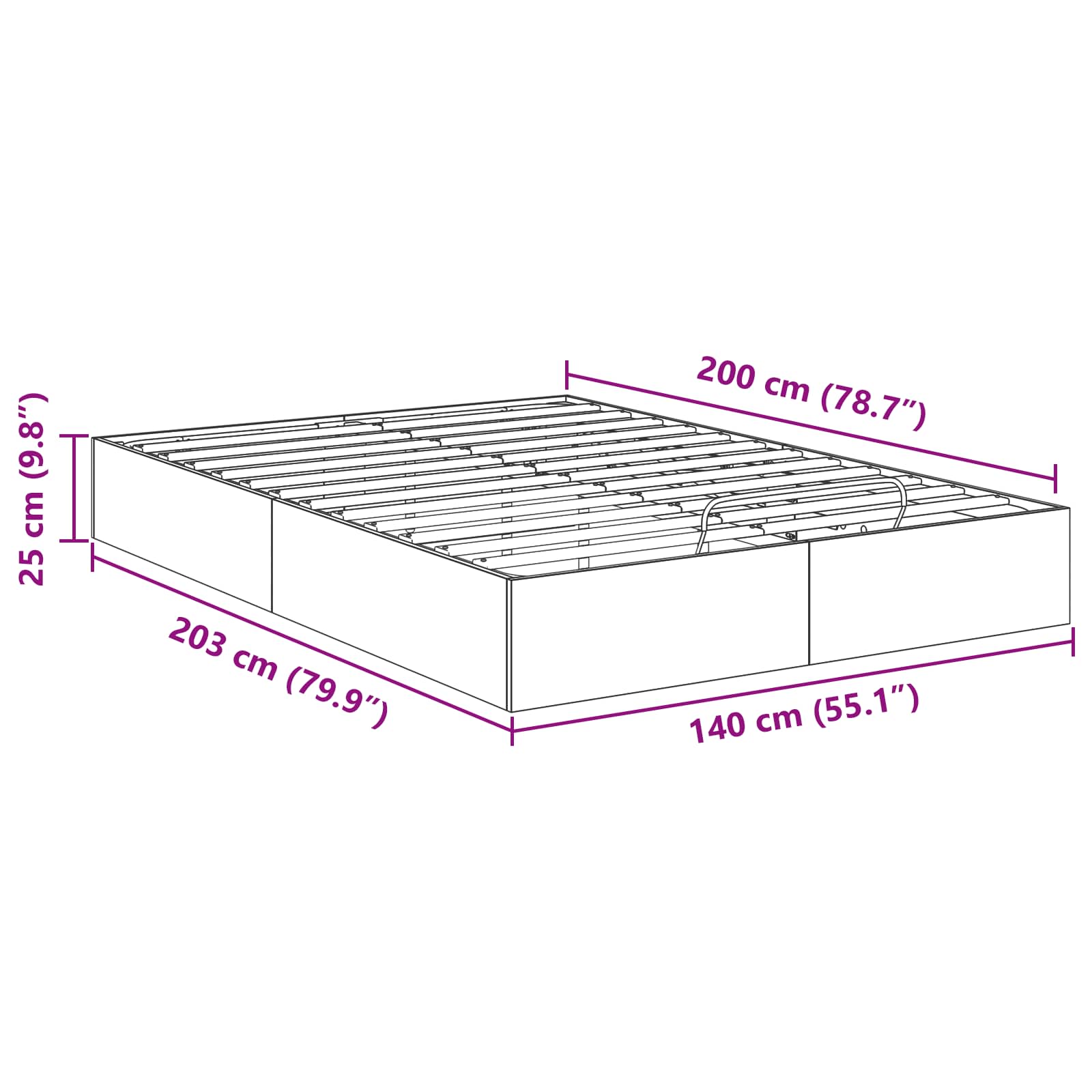 Ottoman Bedframe Grijs Sonoma 193 x 120 x 25 cm Spaanplaat