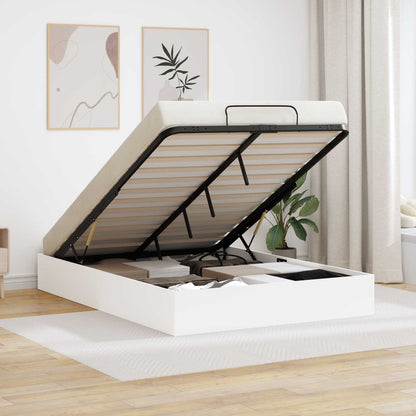 Ottoman Bedframe met opslag Wit 193 x 120 x 25 cm Spaanplaat