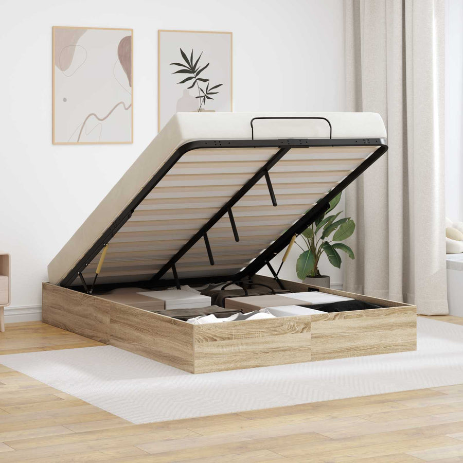 Ottoman Bedframe Sonoma Eiken 193 x 120 x 25 cm Spaanplaat