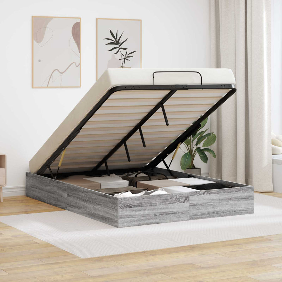 Ottoman Bedframe Grijs Sonoma 193 x 120 x 25 cm Spaanplaat